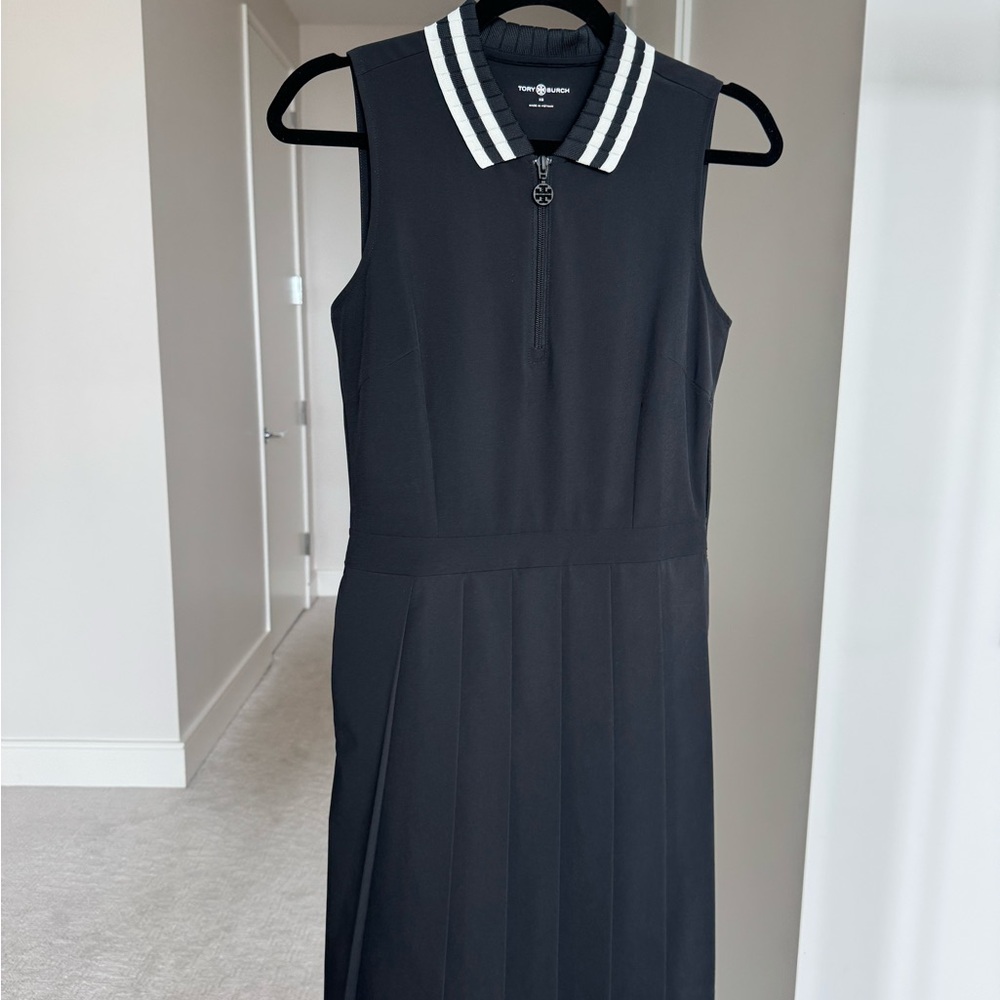 Tory Birch Golf ⛳️ Black Sleeveless Dress with Striped Collar - Picture 5 of 7